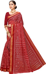 Red Printed Art Silk Saree