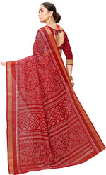 Red Printed Art Silk Saree