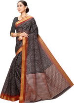 Black Printed Art Silk Saree