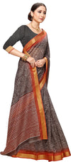 Black Printed Art Silk Saree