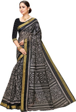 Black Printed Art Silk Saree