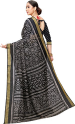 Black Printed Art Silk Saree