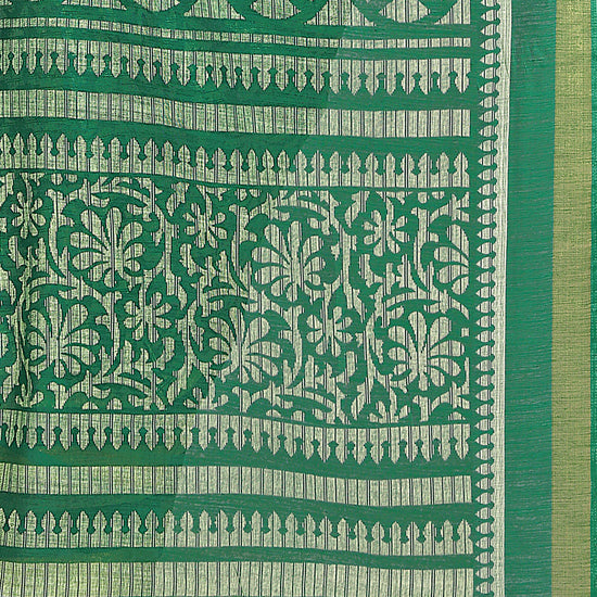 Green Printed Art Silk Saree