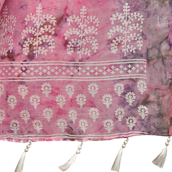 Pink Printed Art Silk Saree