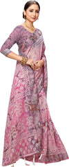 Pink Printed Art Silk Saree