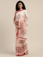 Pink Printed Art Silk Saree