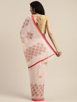 Pink Printed Art Silk Saree