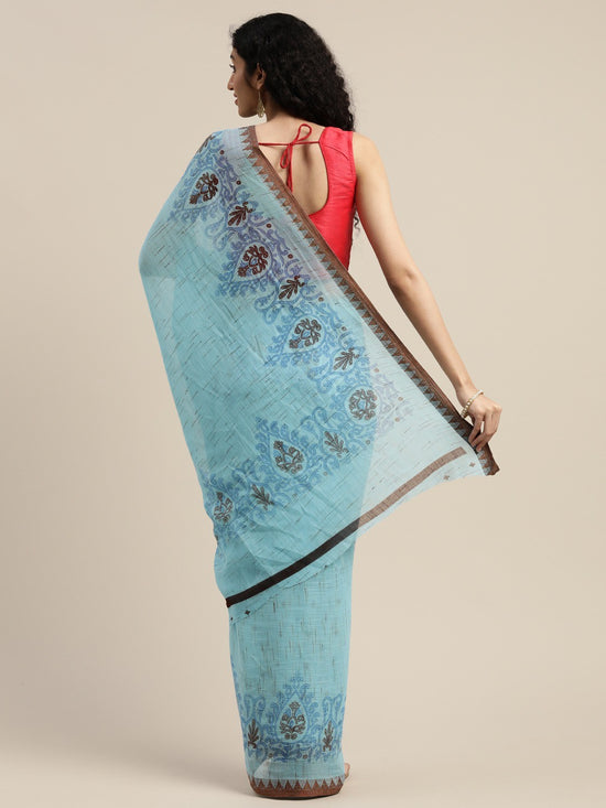 Light Blue Printed Art Silk Saree