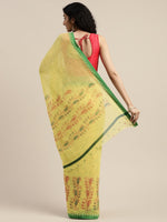 Yellow Printed Art Silk Saree