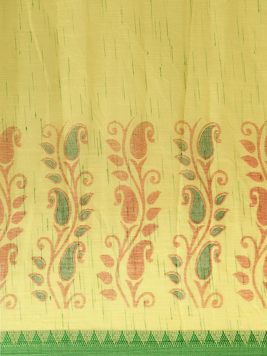 Yellow Printed Art Silk Saree