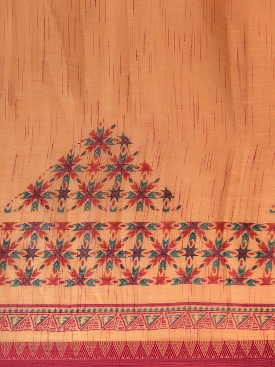 Orange Printed Art Silk Saree