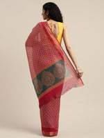 Pink Printed Art Silk Saree