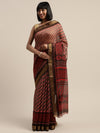 Brown Printed Art Silk Saree