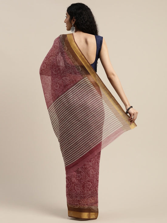 Maroon Printed Art Silk Saree