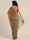 Brown Printed Art Silk Saree