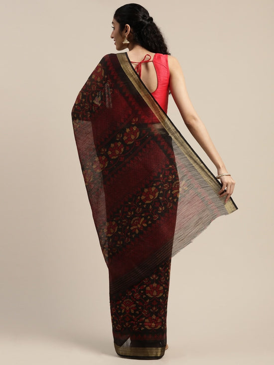 Black Printed Art Silk Saree