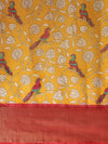 Yellow Printed Art Silk Saree