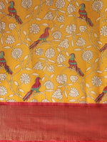 Yellow Printed Art Silk Saree