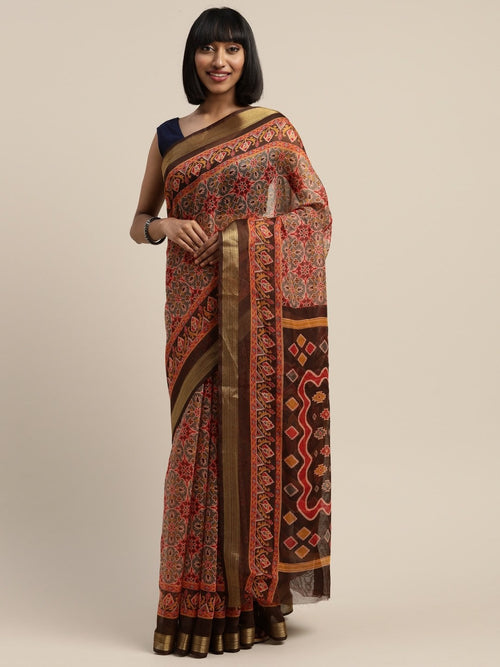 Multicolor Printed Art Silk Saree