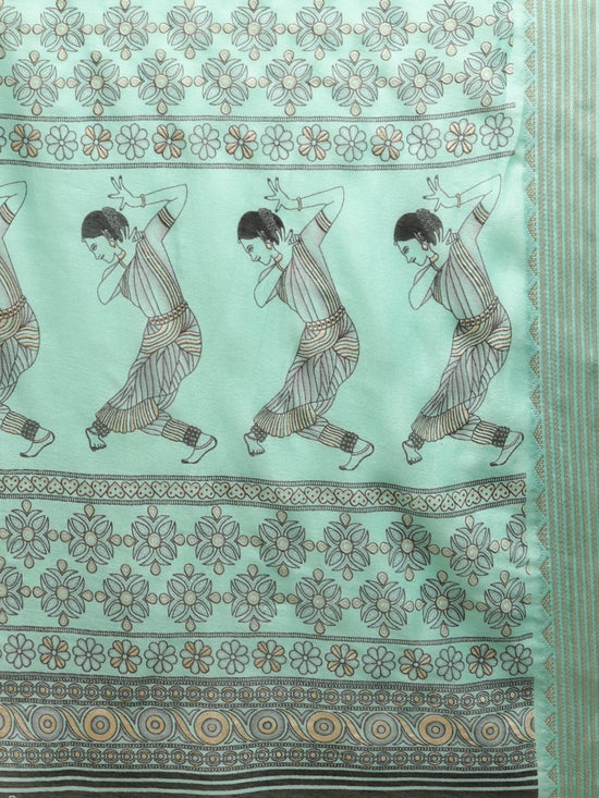 Light Green Printed Art Silk Saree