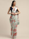 Grey Printed Art Silk Saree