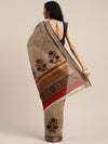 Beige Printed Art Silk Saree