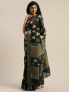 Dark Green Printed Art Silk Saree