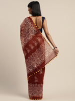 Brown Printed Art Silk Saree