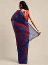 Blue Printed Art Silk Saree