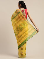 Yellow Printed Art Silk Saree