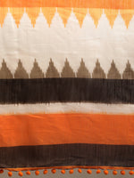 Orange Printed Art Silk Saree