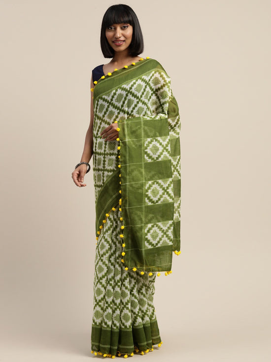 Green Printed Art Silk Saree