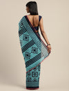 Blue Printed Art Silk Saree