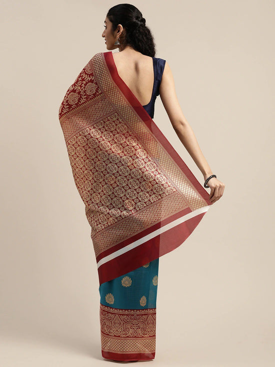 Maroon Printed Art Silk Saree