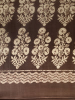 Brown Printed Art Silk Saree