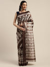 Brown Printed Art Silk Saree