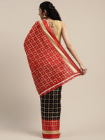 Red Printed Art Silk Saree