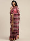 Purple Printed Art Silk Saree