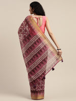 Purple Printed Art Silk Saree