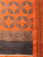 Orange Printed Art Silk Saree