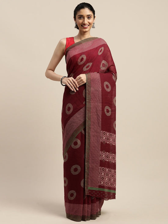 Purple Printed Art Silk Saree