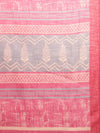 Pink Printed Art Silk Saree