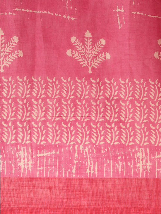 Pink Printed Art Silk Saree