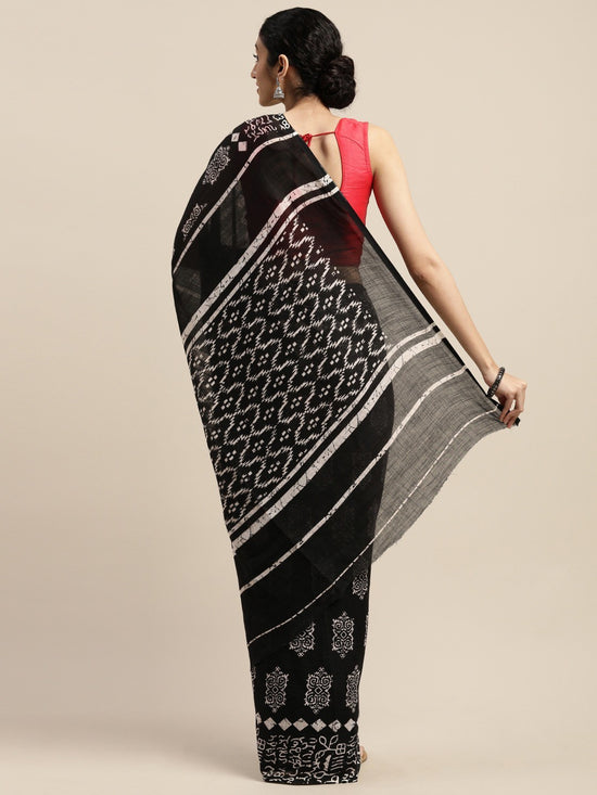 Black Printed Art Silk Saree