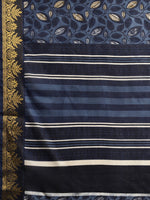 Dark Blue Printed Art Silk Saree