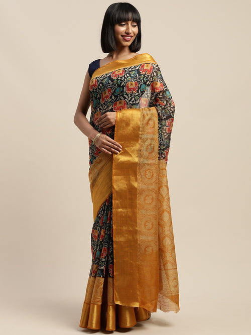 Multicolor Printed Art Silk Saree