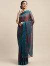 Blue Printed Art Silk Saree