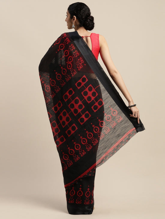 Red Printed Art Silk Saree