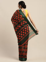 Green Printed Art Silk Saree