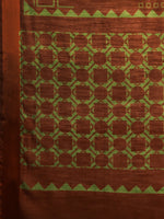 Brown Printed Art Silk Saree